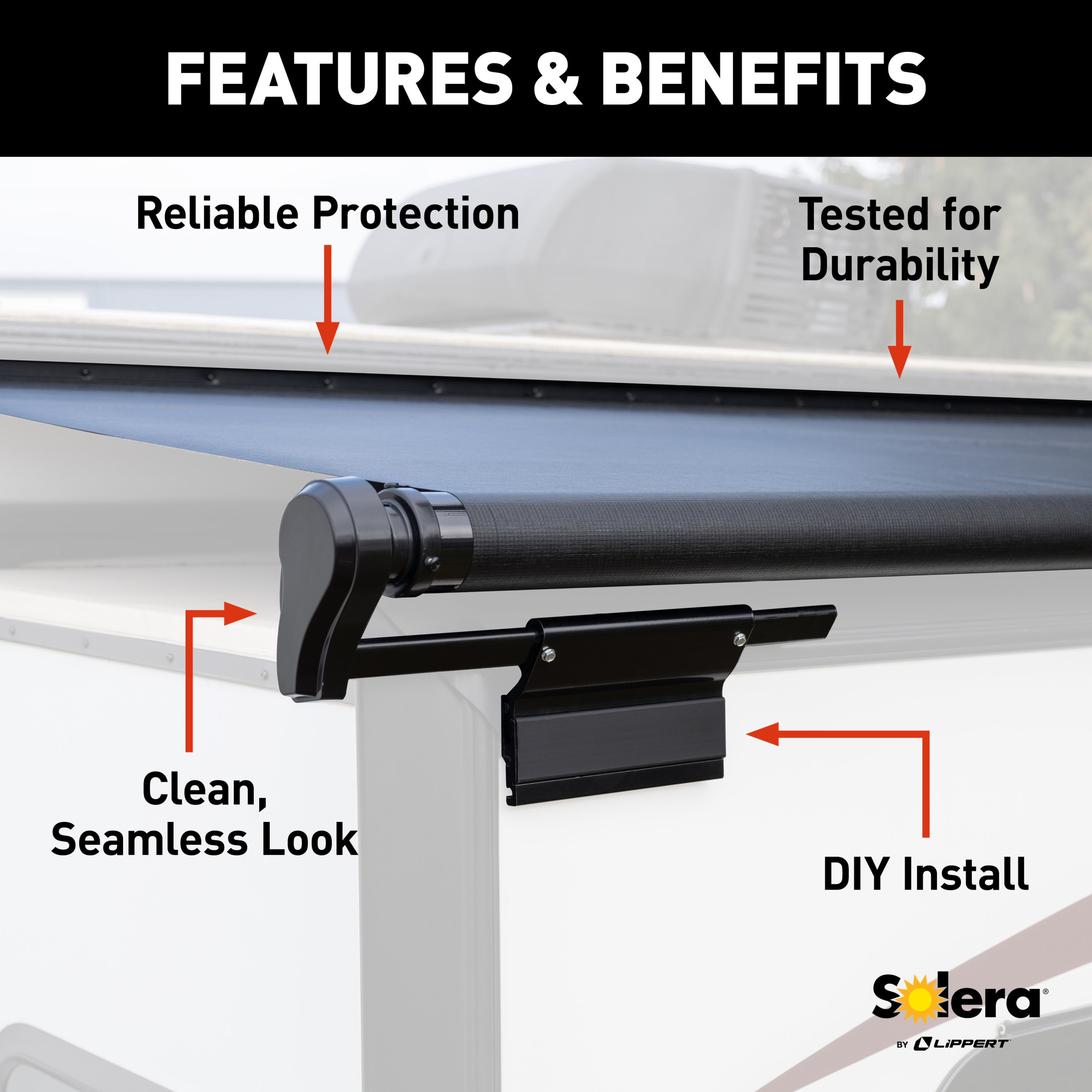 Solera 5000 Series Slide Topper Awning, Black - 10' (9'7" Fabric) #V000251461 - Image 2