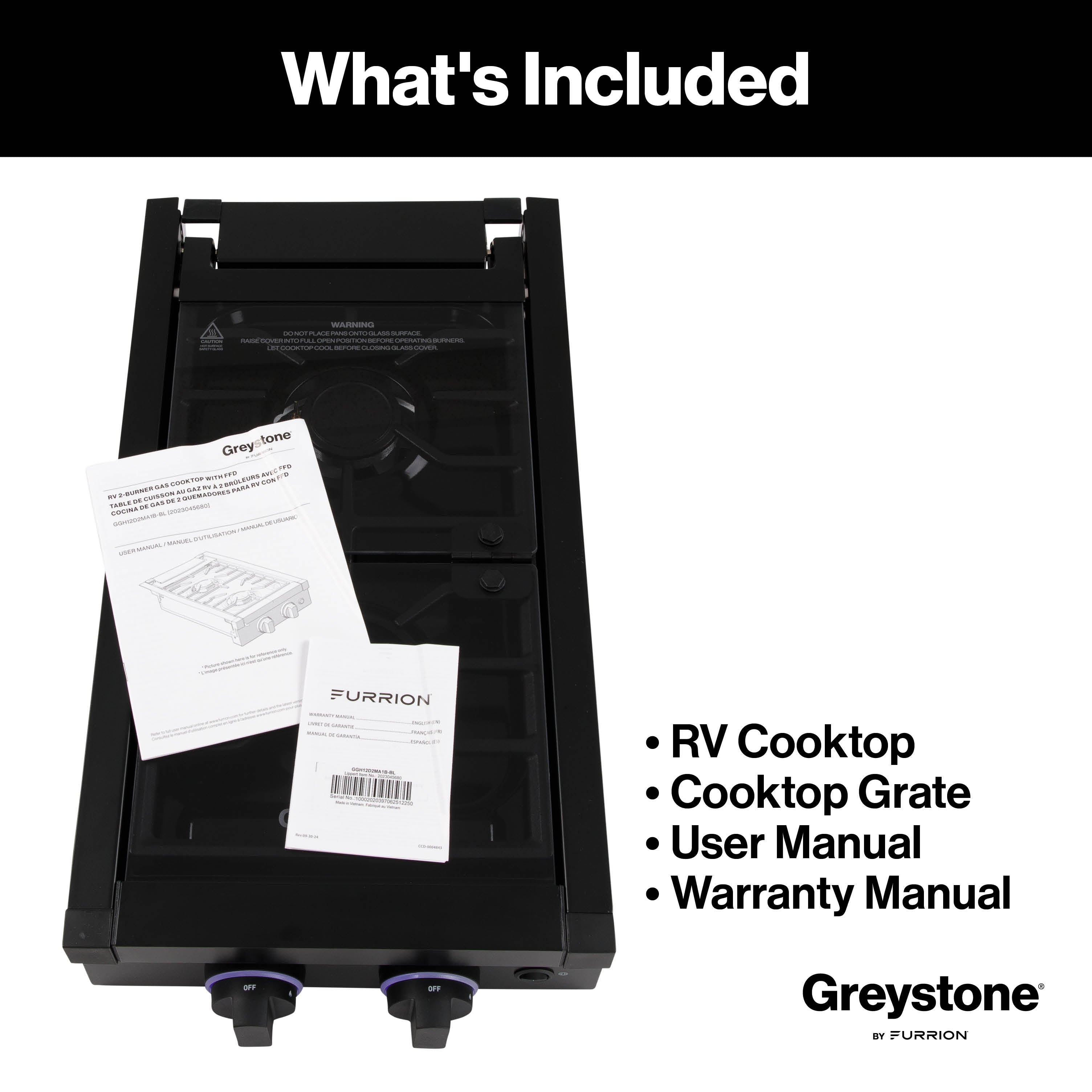 Greystone by Furrion 12 inch 2-burner RV gas cooktop GGH12D2MA1B-BL 2023045680 image 10