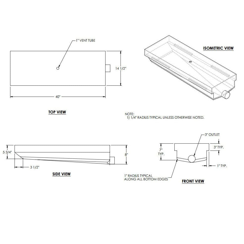 14 Gallon RV Holding Tank 40" x 14 1/2"  x 8" EPI 0215H EPI Discontinued