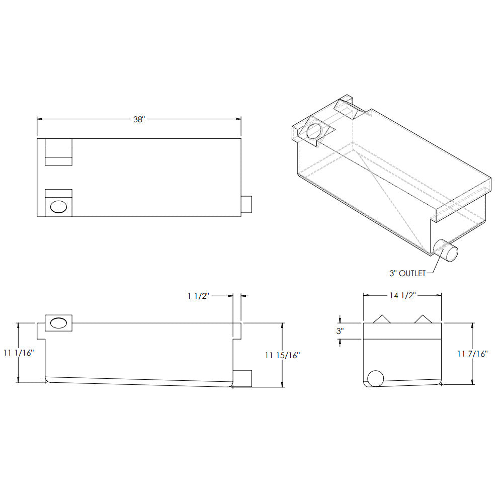 24 Gallon RV Holding Tank 38" x 14 1/2"  x 11 3/4" EPI 4464 EPI Discontinued