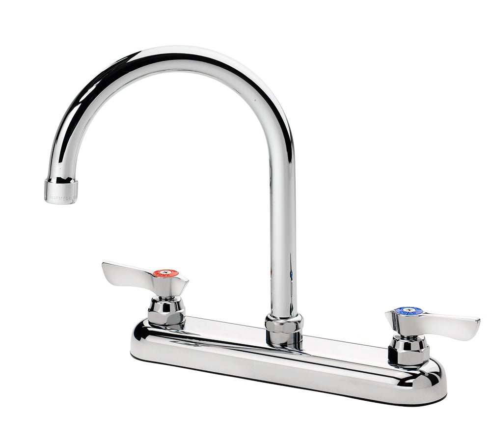 Krowne Silver Series 8" Deck Mount Faucet with 6" Wide Gooseneck Spout 13-801L