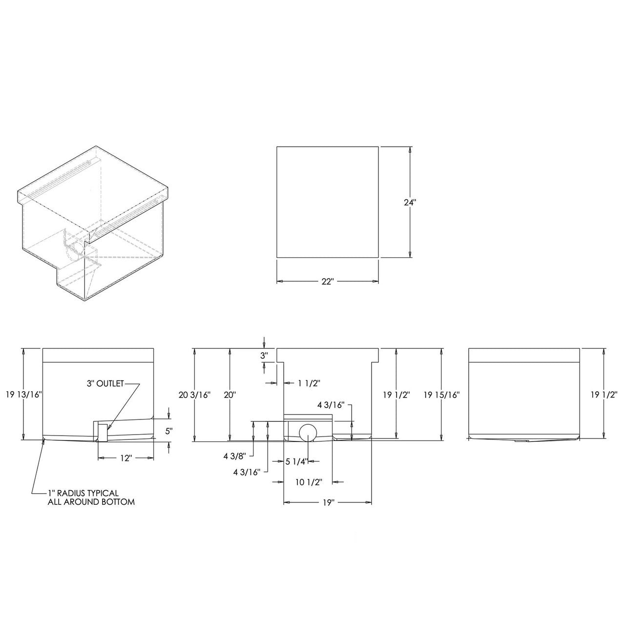 35 Gallon RV Holding Tank 24" x 22"  x 20-1/4" EPI 1354 - Discontinued