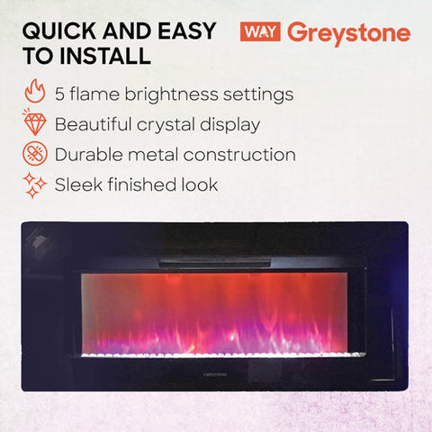 Greystone 40" Black Fireplace with Crystals  2022302421/F40-18A   IN STOCK