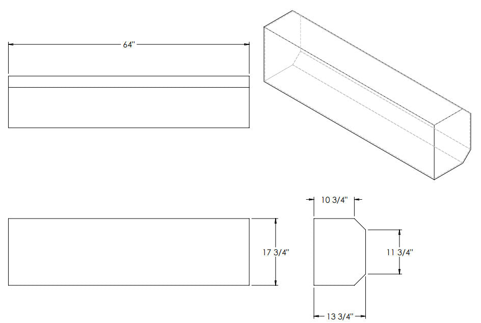 62 Gallon RV Water Tank 64" x 17 3/4" x 13 3/4" EPI 4375 Discontinued