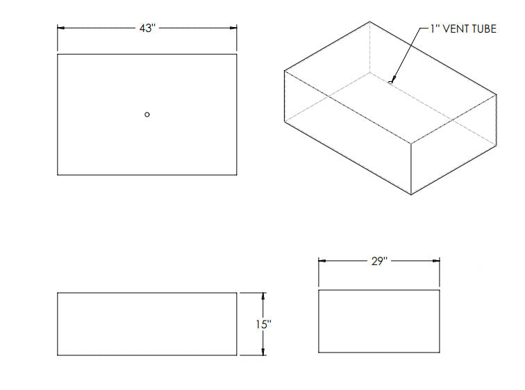 78 Gallon RV Water Tank 43" x 29" x 15" EPI 4537