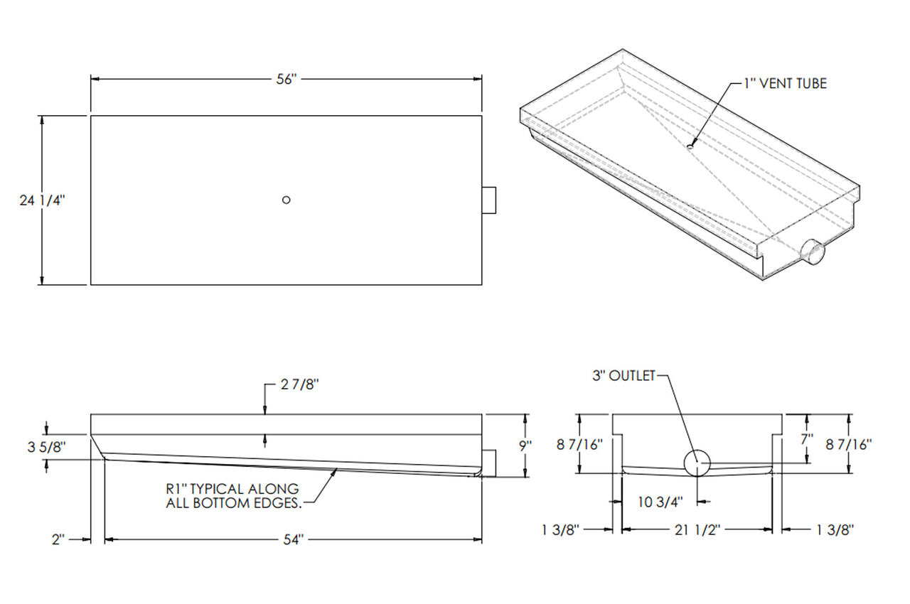 38 Gallon RV Holding Tank 56" x 24 1/4"  x 9" EPI 344H  Discontinued