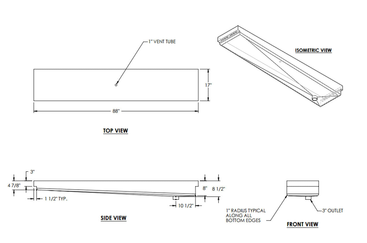 46 Gallon RV Holding Tank 88" x 17"  x 8 1/2" EPI 413H - Discontinued/No Mold