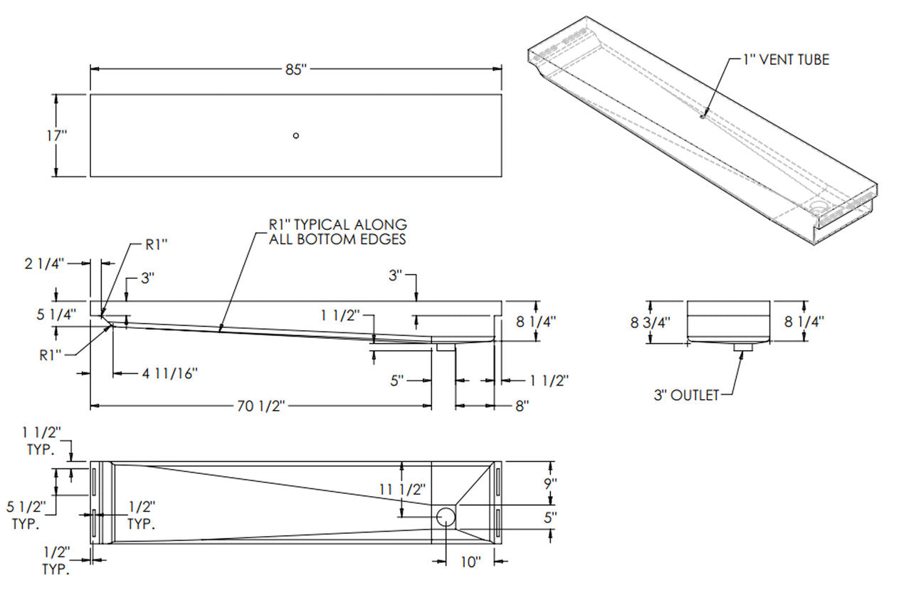 39 Gallon RV Holding Tank 85" x 17"  x 8 3/4" EPI 4773 - discontinued, Discontinued