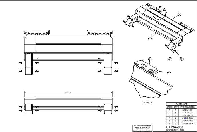 STP54-030 MORryde StepAbove Removable Hinge Plate for 26" Door