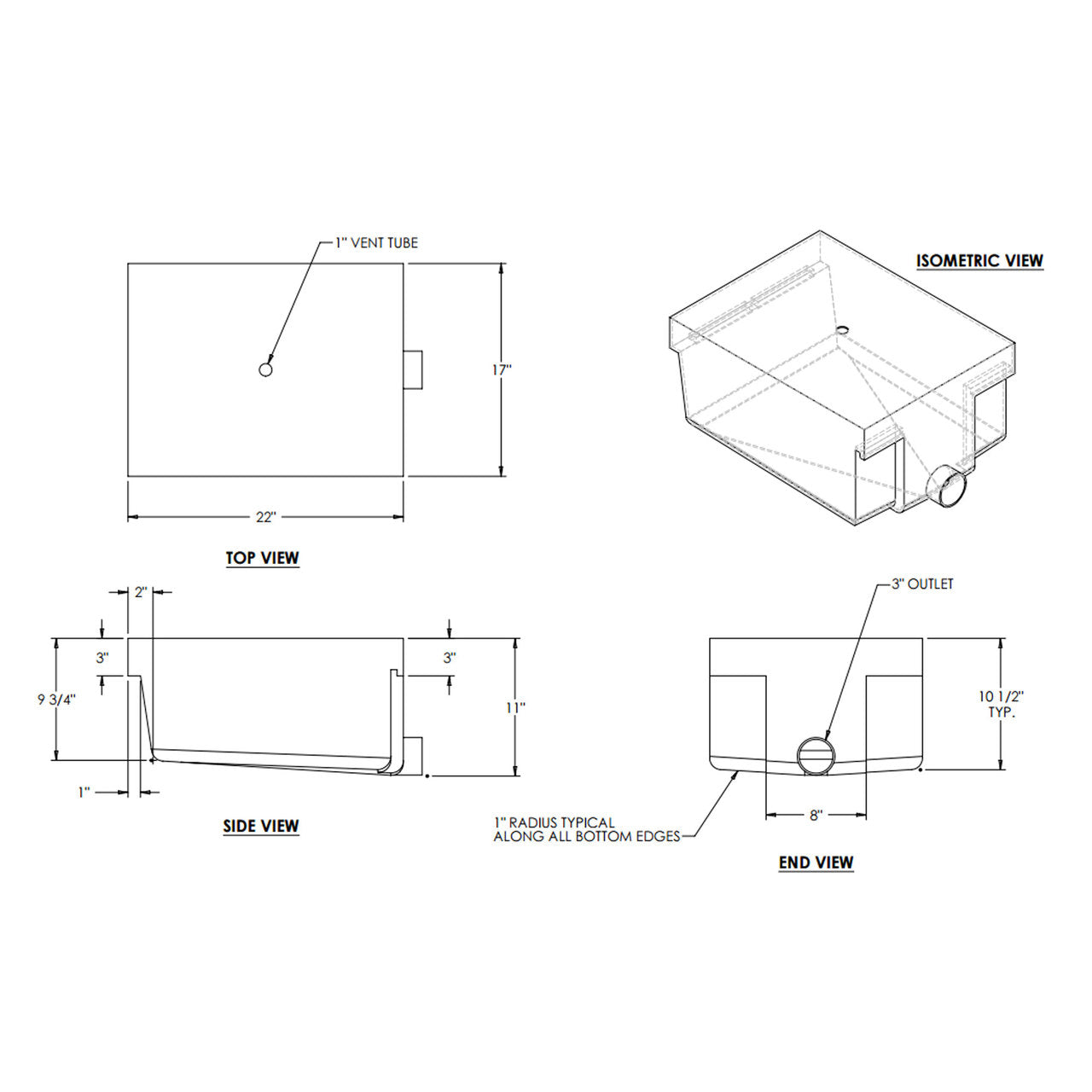 13 Gallon RV Holding Tank 22" x 17" x 11" EPI 0199H EPI Discontinued